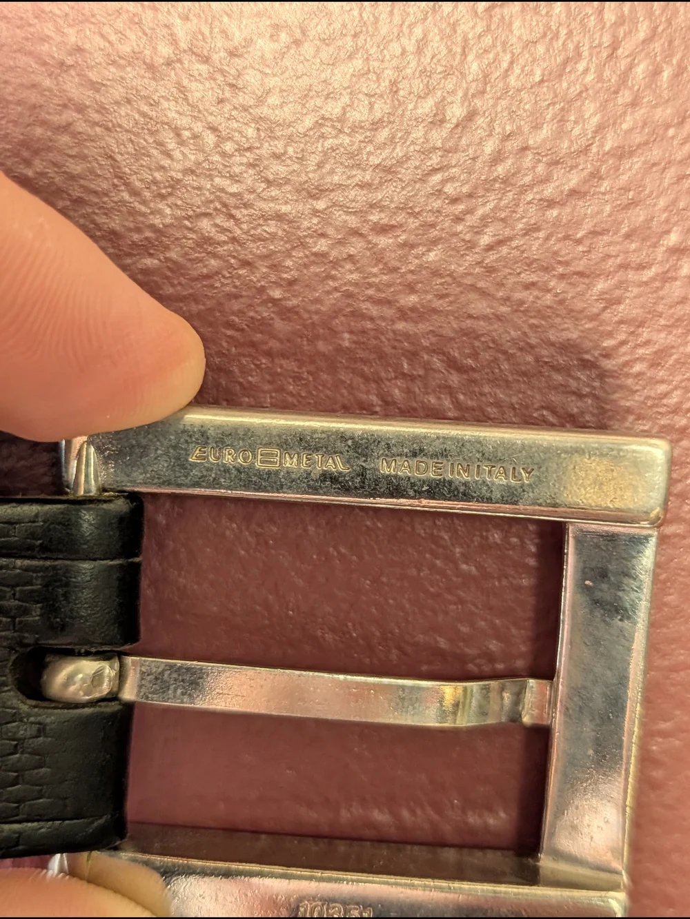 EUROMETAL Made In Italy Buckle With Black Textured Woven Leather MiUSA Strap 38